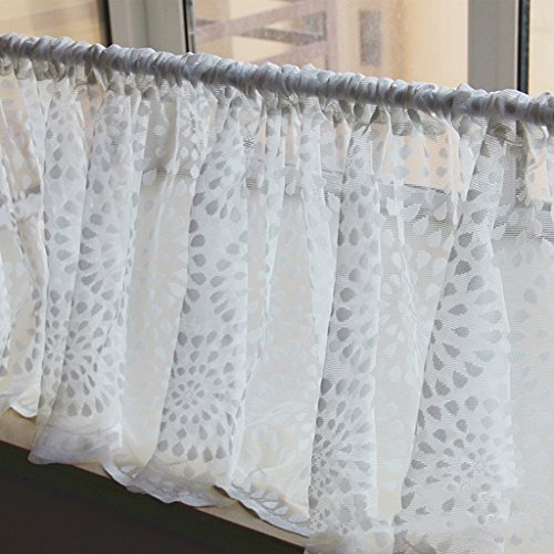 45x150cm Land Hohlen Fenster Halb Kurz Vorhang Schiebegardine Drapieren Panel Dekor – Weiß - 4