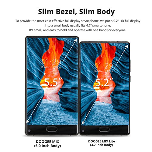 Smartphone in Offerta, DOOGEE MIX Lite 4G Telefonia Mobile Android 7.0 - Dual SIM Cellulari con 5.2''HD Bezel-less Schermo, Doppia Fotocamera 13MP + 8.0MP, Batteria 3080mAh, 2GB RAM + 16 GB ROM - Nero