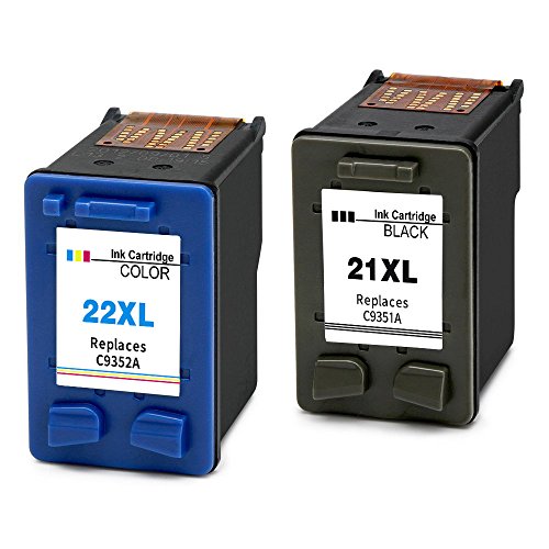 Ink_Seller - Set de 2 Cartuchos de tinta de repuesto para HP 21XL y HP 22XL, impresoras HP