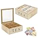 Produktbild 9 Fächer Holz Tee Brust Aufbewahrungsbox Kaffee Kapsel Küche Glas Deckel