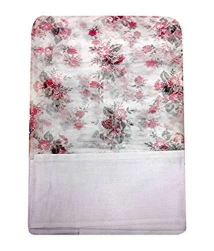 ansAns Mosquito net for Bed Large Size White Printed Heavy Quality Polyester Soft (7 x 7 ft Large King Size)