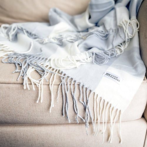 Throw Blanket, Lightweight, Woven, Snag &amp; Fade Resistant, Casual, Cozy, Warm, Soft, Indoor/Outdoor Use, Everyday Use - 50 x 60" - Cloud (Gray Plaid)