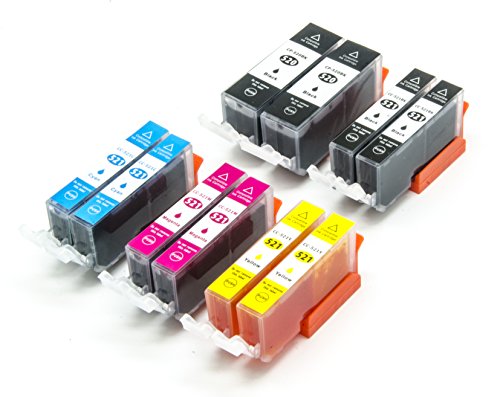 Koala Tintenpatronen/Druckerpatronen 10er Multipack Ersatz für Canon PGI-520 / CLI-521 kompatibel mit Canon Pixma IP-3600 IP-4600 IP-4600-X IP-4700 MP-540 MP-550 MP-560 MP-620 MP-630 MP-640 MP-640-R MP-980 MP-990 MX-860 MX-870 (2*Schwarz, 2*Foto-schwarz, 2*Cyan, 2*Magenta, 2*Gelb)