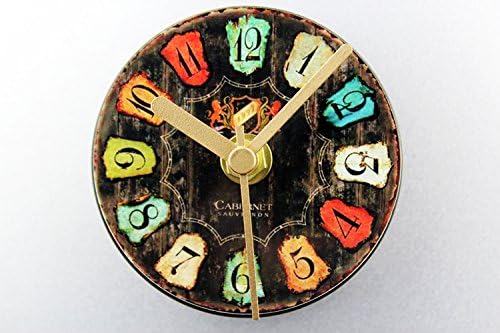 Damjic European Style Retro Wooden Color Refrigerator Bell Hanging Refrigerator Silent Clock Magnetic Suction Stick Clock 8CM