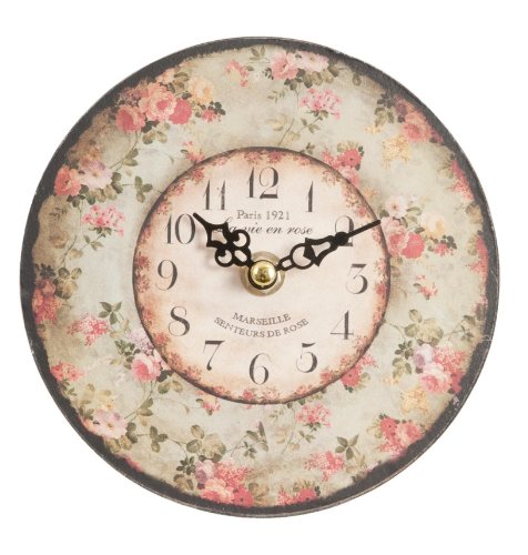 Uhr Clayre & Eef Rosen Shabby Chic 15cm Wanduhr Nostalgie Vintage rosa creme