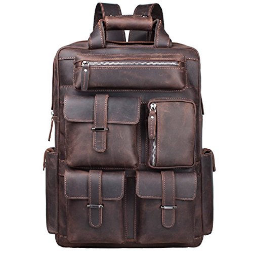 S-ZONE Hommes Véritable Sac À Dos en Cuir À La Main Sac à Dos Sac de Sport de Voyage Multi Poche S-ZONE Hommes Véritable Sac À Dos en Cuir À La Main Sac à Dos Sac de Sport de Voyage Multi Poche