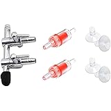 Aquarium Luftverteiler 7 in 1 Set 2-Wege Luftbahn 2 Rückschlagventil 4 Saugnäpfe für 4/6mm Schlauch Luftpumpe 2-Fach Metall L