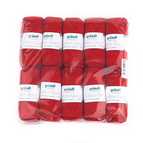 Gründl Value Pack Cotton Quick Yarn, Cotton, cherry, 29 x 12 x 7 cm