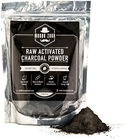 Activated Charcoal Powder 226g by Moody Zook - Premium Raw Coconut Carbon Bulk - More Effective than Hardwood Charcoal - Natural Teeth Whitening, Anti-Aging Skin Care, Helps Digestion, Detoxifier