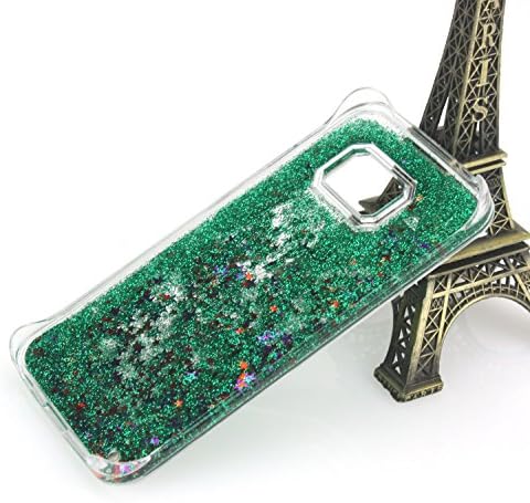 Tailcas® Bling Stars Quicksand Case Cover for Samsung Galaxy S6 edge G9250, Glitter Shiny Stars Flowing Liquid Anti Scratch Transparent Clear Protective Cover Shell Hard Case for Samsung Galaxy S6 edge G9250 (Green)