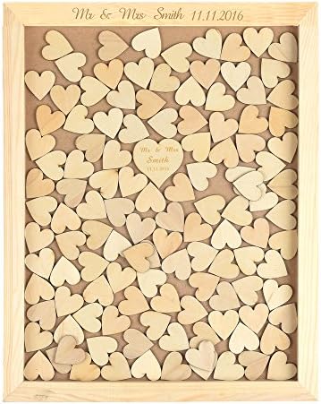 YS2016 Personalised Engraved Love Rustic Drop Top Wooden Wedding Guest Book Frame (Style 1)