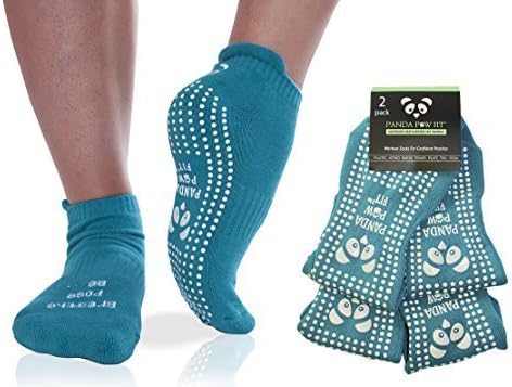 Yoga Pilates Socks With Grips for Non-Slip No Skid Stability in Class, At Home or Rehab Hospital. Hygienic, Breathable Sticky Grippy Traction Soles