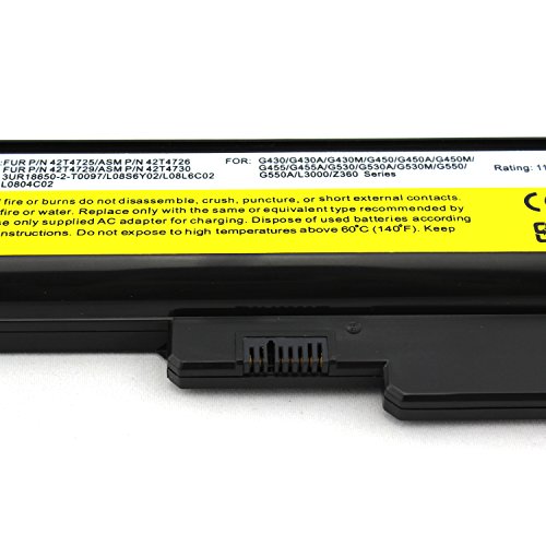 Dtk® Ultra Hochleistung Notebook Laptop Batterie Li-ion Akku für Lenovo 3000 G430 G430a G430l G430m G530 G530a N500 Series Ideapad G430 G550 G450 G450a G450m B460 B550 G455 G555 V460 V460a Z360 L06l6y02 L08l6c02 [11.1v 4400mah 6cells] - 5