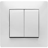 FAMATEL &ndash; Double switch | Recessed switch | Habitat 15 series | Easy installation | High product tightness | 10A | 250V | Whi