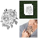 Tattify Traditional Flower Temporary Tattoo - Twin Rose (Set of 2)
