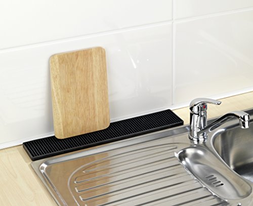 Wenko 54700100 Abtropfmatte Slim für die Spülablage, Thermoplastischer Kunststoff (TPR), schwarz, 8 x 42 x 1 cm - 4