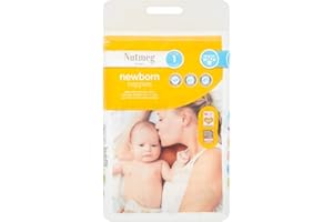 Nutmeg Baby Newborn Size 1 2-5kg/4-11lbs, 50 Nappies