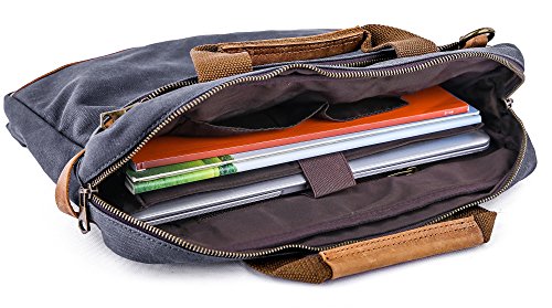 Gootium 50412 High Density Canvas Genuine Leather Laptop Bag Aktentasche - 2