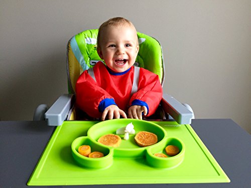 Platzdeckchen & Teller aus Silikon 2in1 – Smart Bear, Türstopper eingeschlossen / Anti-Rutsch- Essen trennende Platte für Baby, Kleinkinder und Kinder/ 3-Sektion Essenplatte und Platzmatte in verschiedenen Farben von Adamass - 6