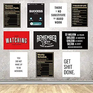 Motivational Inspirational Quotes Posters of 12 x 18 inches | Pack of 10 - Office walls, Home, Boys room, Study, Gym, kids, Students
