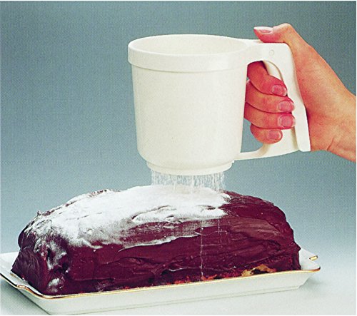 Westmark Mehl- und Puderzuckersieb mit Griff, Für 250 Gramm Mehl/Puderzucker, Kunststoff, Weiß/Rot, 32142270 - 2