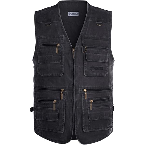 HZQIFEI Homme Multi-Poches Gilet De Pêche De Plein Air Veste Sans Manches Pour Veste De Sport Gilet Journaliste MJ11 (GrisVert, L