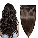 S-noilite One Piece 16"-22" Clip in Remy Human Hair Extensions 3/4 Full Head Set High Quality Long Straight Silky for Women Beauty (18"-50g,#2 Dark Brown)