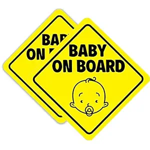 BabyPop! Baby on Board Sign Magnet for Car, Magnetic and Reflective Safety Cute Design 2 Pack