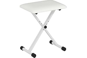 HOMCOM Tabouret Piano Pliable, Banc Piano réglable en Hauteur de 37 à 47 cm, siège rembourré en PU et Pieds en métal antidérapants, Charge 100 kg, Blanc