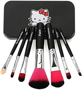 Womens & Girls 7 Pcs Black Makeup Brushes Set for Makeup with Storage Box - (Pack of 7)
