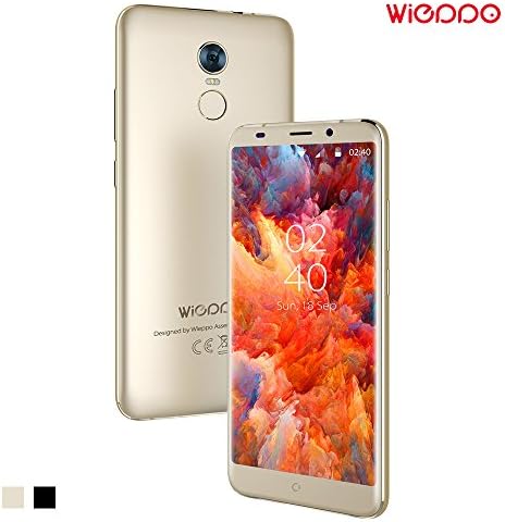 Smartphone 4G Unlocked, Wieppo S8 Mobile Phone Dual SIM Free with 18:9 Minimal Bezels Screen, 5.7 Inch HD 1440*720 display, Dual Camera 5MP+13MP, 2GB RAM+16GB ROM, Android 7.0, Fingerprint, 3000mAh Battery (Golden)