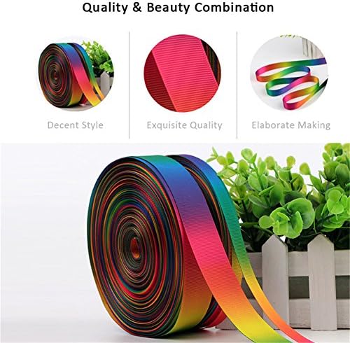 Rainbow Ribbon Double-Sided ThermalTransfer Printing Colorful Strip Length 50 Yd(45.72 meter) Width 9mm 13mm 16mm 25mm For Crafts DIY Gift Wrap Weddings Party Christmas
