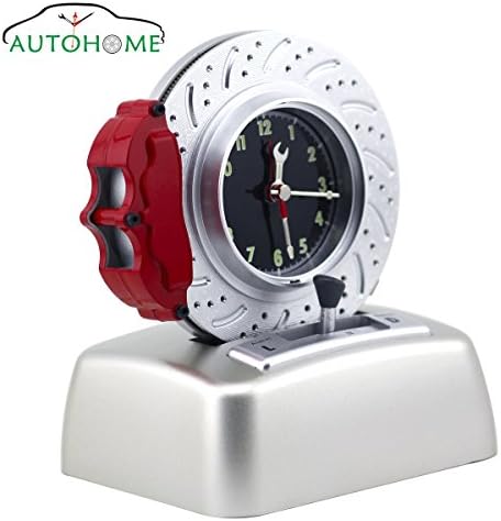 Alarm Clock for Kids, No Ticking Analog and Battery Power Operated, Cool Cute &amp; Modern Car Lover Rotating Tire Bell with V8 Engine Ringer 3D Unique Smart Alarm Clocks for Bedrooms and Office Desk (Black)