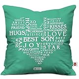 Indigifts Micro Satin Fibre Green 12x12 Filled Birthday Cushion for Son (Multicolour)