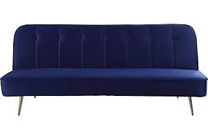 Habitat et Jardin Sofá Cama/Clic clac Terciopelo James - 3 plazas - Azul Oscuro