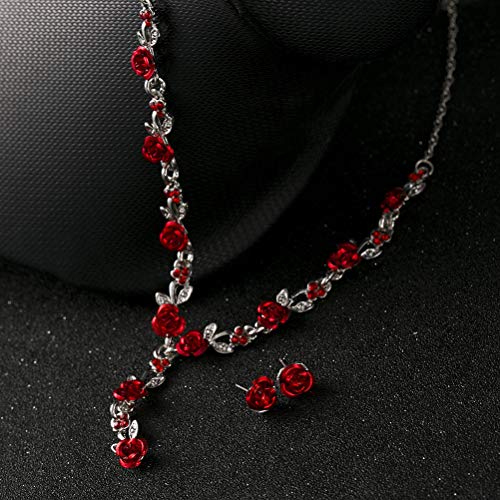 ADFEN Fashion Flower Rhinestone Crystal Necklace Earrings Wedding Party Jewelry Sets