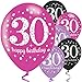 Produktbild Feste Feiern Luftballon Deko 30. Geburtstag I 6 Teile Zahlenballon Ballon Pink Schwarz Lila metallic Helium Party Set Happy Birthday 30 Jubiläum