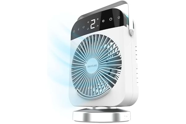 Cecotec - Bärbar luftkonditionering EnergySilence 600 DeskChill Smart Rotate - 500 ml kapacitet, touch-kontroll, 3 hastigheter, LED-belysning, påfyllningsrör