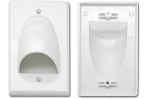 Halokny 2-pack enkelgäng infälld multimedia paketerad kabel väggplatta platta platta panelen, vit (2-pack 1-gängs väggplatta)