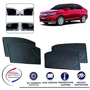 Auto Pearl Black Z Window Plug-in Half Sun Shades Car Curtain for Amaze 2018 (Set of 4)