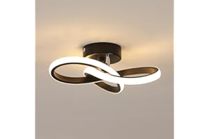 Toolight Lampa sufitowa LED, 22 W, 2500 lm, kształt koniczyny, nowoczesna czarna lampa sufitowa do przedpokoju, kuchni, sypialni, łazienki, ciepła biel 3000 K, średnica 25 cm