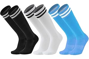 DOSYEN Chaussettes de football pour enfants, 3 paires de chaussettes de football pour garçons, chaussettes de football antidérapantes, respirant et absorbant la sueur, pour les enfants âgés de 5 à 12 ans