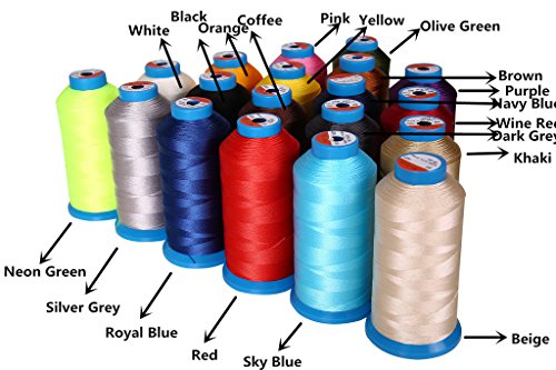 Selric 1500 Yards 19 Farben Bonded Nylon Nähgarn Faden für Outdoor, Ledersitz, Tasche, Schuhe, Leinwand, Polsterung Nähmaschine,Schuhe, Auto Matten und vieles mehr - 3