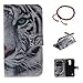 Produktbild LG Stylus 2 LS775 Hülle Muster, GOCDLJ Ultra Thin PU Leder Flip Cover Tasche Ledertasche Handytasche Schutzhülle für LG G Stylo 2 Buchstil Handyhülle Protective Case Etui Bumper Schale Wallet Vollständig Schützende mit Magnetverschluss Ständerfunktion ID Karte Slots Pouch Soft Silikon Backcover Rückseite shell Kunstlederhülle LG Stylus 2 LS775/LG G Stylo 2 K520 + Chinesischer Stil Rote Armbänder Design Weißer Tiger