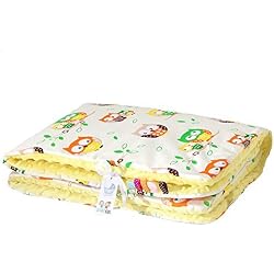 Sevira Kids - Couverture bébé Minky - ultra douce - Hiboux Jaune