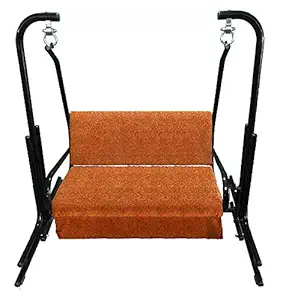 Kaushalendra Swing Chair with Stand for 2 Adult Iron Cushion Swings Jhula for Indoor use 250 kg Capacity (Multicolor Cushion)