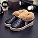 Produktbild Winter PU-Obermaterial Leder Wasserrutsche plus samt Dicken warmen Männer und Frauen outdoor mit hinteren Ribbon gefolgt von einem Plüsch Hausschuhe aus Baumwolle für 40-41, 42-43 schwarz