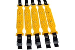 Baceyong 10pcs Yellow Anti-slip Tire Snow Chains for Snow Mud Climbing Ice Road, Durable Winter Snow Chains with Adjustable Tension Straps Storage Bag