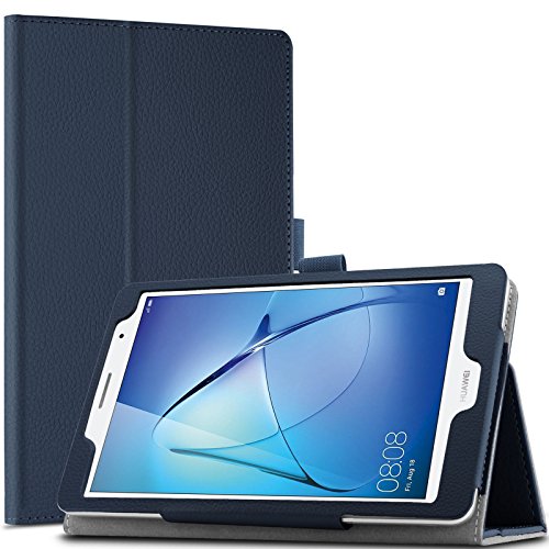 Huawei MediaPad T3 8 8-Inch Hülle Case, Infiland Slim Fit Folio PU-lederne dünne Kunstleder Schutzhülle Cover Tasche für Huawei MediaPad T3 8-Inch IPS Tablet(Dunkleblau)
