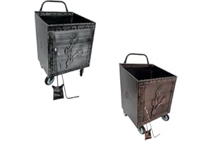 ANGELO PEGORARO Carrello portalegna portapellet Grande con ruote decoro Margherita spazzolato Rame e spazzolato Grigio (SPAZZOLATO RAME)